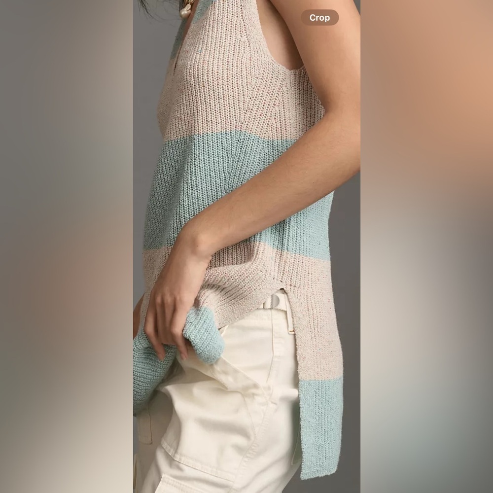 NWT Size S - Anthropologie Mint Stripe Sweater Vest - Picture 5 of 15